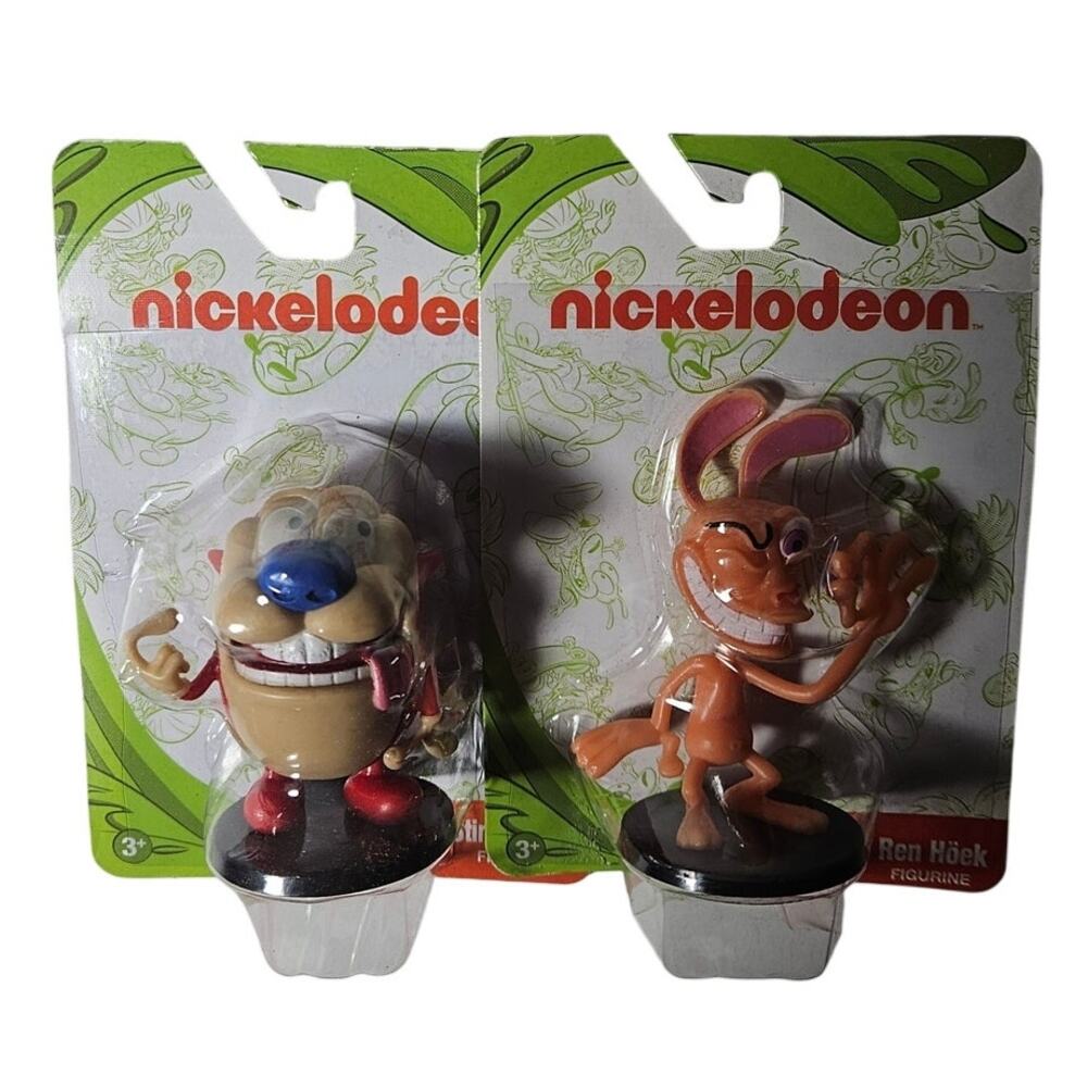 (2) Nickelodeon Figurines Stimpy J. Cat and Ren Hoek